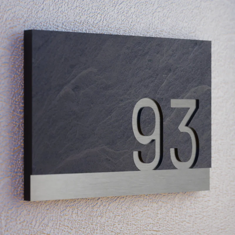 Numéro de porte personnalisé en aluminium aspect inox | Mansart